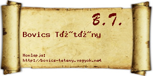 Bovics Tétény névjegykártya